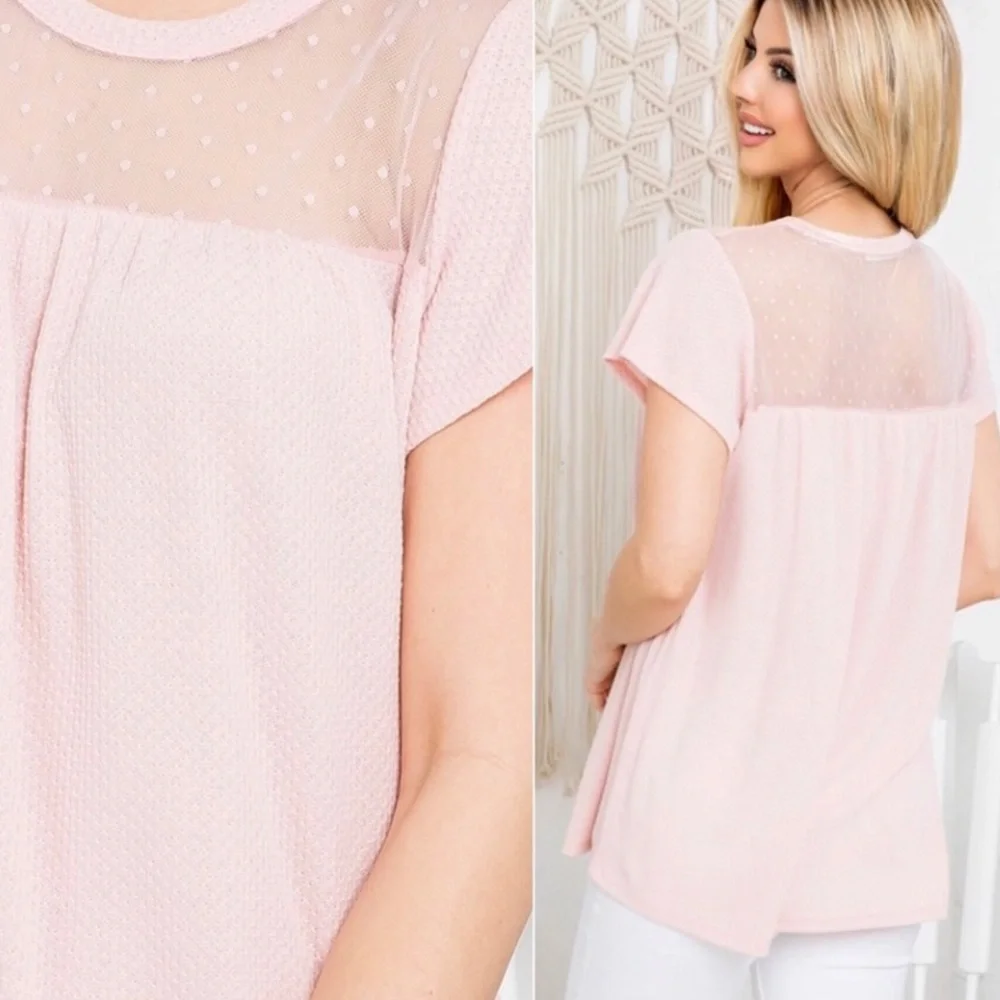 Pink Versatile Spring Summer Easter Top with Dot Detail - Picture 2 of 3